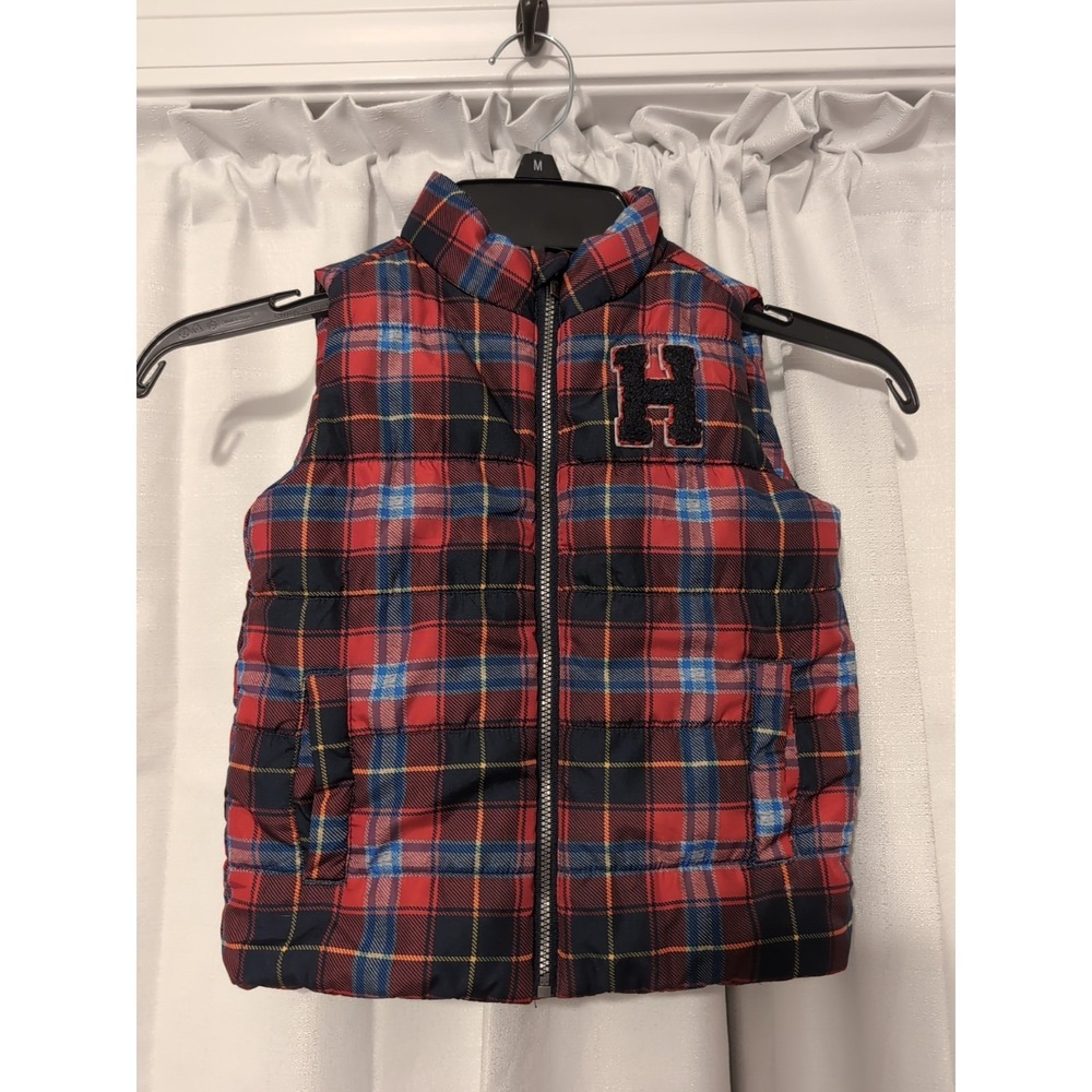 Tommy Hilfiger 2T Boys Plaid Logo‎ Embroidered Puff Vest Full Zip